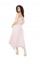 Noir Trapèze Sans bretelle midi Mousseline Courte Asymétrique Robes demoiselle d'honneur / Robes de cocktail en Gros