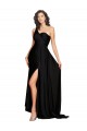 Noir Trapèze Satiné Soyeux Longue Formelles Robes demoiselle d'honneur / Robes de soirée / Robes de bal en Gros