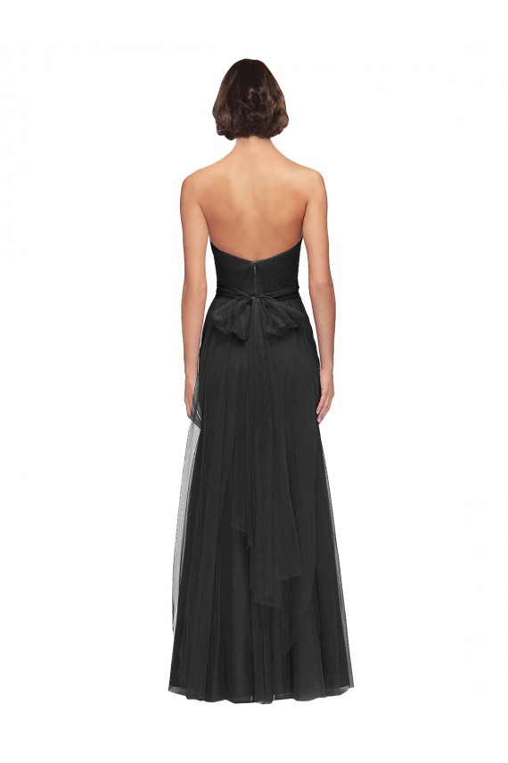 Noir Trapèze Tulle Longue Robes demoiselle d'honneur en Gros