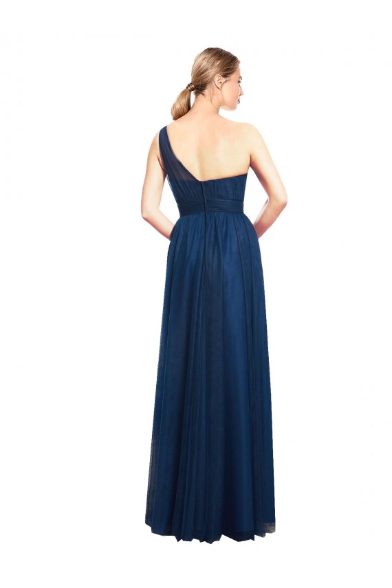 Noir Trapèze Tulle Longue Robes demoiselle d'honneur en Gros