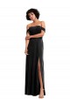 Noir Trapèze Épaule Dénudée Sans bretelle Velours Stretch Longue Formelles Robes demoiselle d'honneur / Robes de soirée / Robes de bal en Gros