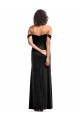 Noir Trapèze Épaule Dénudée Sans bretelle Velours Stretch Longue Formelles Robes demoiselle d'honneur / Robes de soirée / Robes de bal en Gros