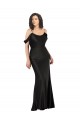 Noir Trapèze Épaule Dénudée Satiné Soyeux Longue Formelles Robes demoiselle d'honneur / Robes de soirée / Robes de bal en Gros