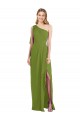Olive verte Trompette Mousseline Longue Robes demoiselle d'honneur en Gros