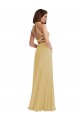 Or Trapèze Licou Mousseline Longue Robes demoiselle d'honneur en Gros