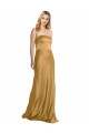 Or Trapèze Sans bretelle Satiné Stretch Longue Formelles Robes demoiselle d'honneur / Robes de soirée / Robes de bal en Gros