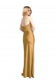 Or Trapèze Sans bretelle Satiné Stretch Longue Formelles Robes demoiselle d'honneur / Robes de soirée / Robes de bal en Gros