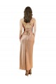 Or rose Fourreau midi Satiné Soyeux Courte Robes demoiselle d'honneur / Robes de soirée / Robes de cocktail en Gros