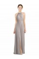 Oyster Argent Trapèze Licou Mousseline Longue Robes demoiselle d'honneur en Gros