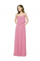 Peau Rose Trapèze Bretelles spaghetti Mousseline Longue Robes demoiselle d'honneur en Gros