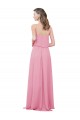 Peau Rose Trapèze Bretelles spaghetti Mousseline Longue Robes demoiselle d'honneur en Gros