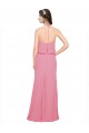 Peau Rose Trapèze Licou Col Haut Mousseline Longue Robes demoiselle d'honneur en Gros