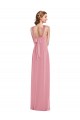 Peau Rose Trapèze Licou Mousseline Longue Robes demoiselle d'honneur en Gros