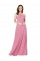 Peau Rose Trapèze Licou Mousseline Longue Robes demoiselle d'honneur / Robes de bal en Gros