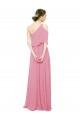 Peau Rose Trapèze Mousseline Longue Robes demoiselle d'honneur en Gros
