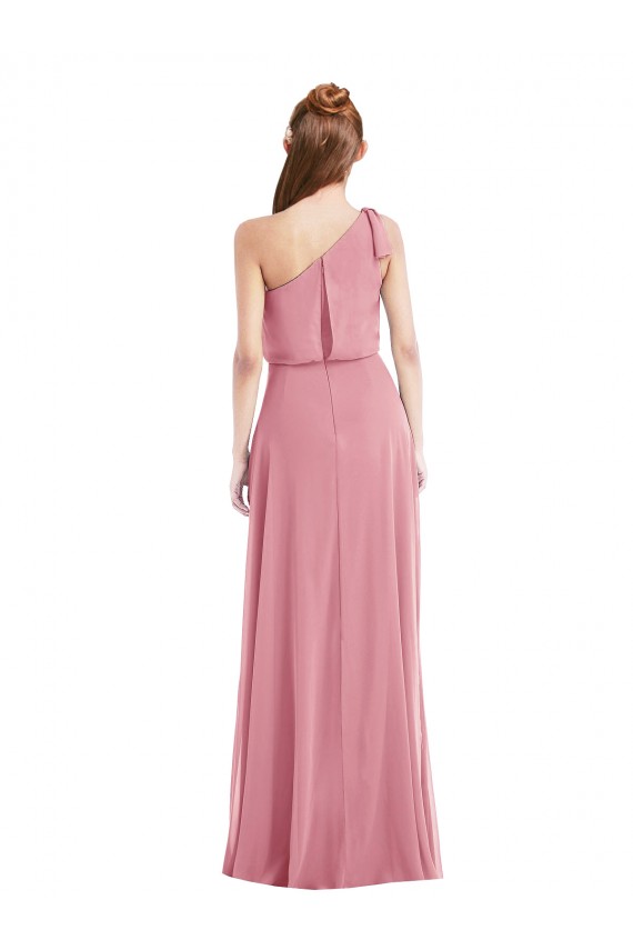 Peau Rose Trapèze Mousseline Longue Robes demoiselle d'honneur en Gros