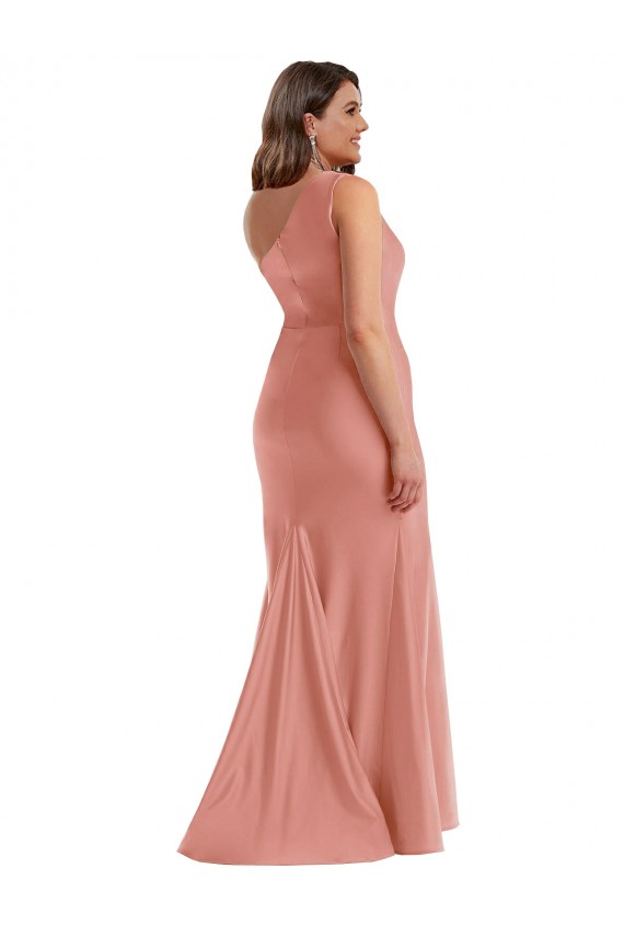 Pêche de Géorgie Sirène Satiné Soyeux Longue Formelles Robes demoiselle d'honneur / Robes de soirée / Robes de bal en Gros