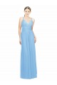 Periwinkle Trapèze Bretelles spaghetti Col V Mousseline Longue Robes demoiselle d'honneur en Gros