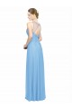 Periwinkle Trapèze Bretelles spaghetti Col V Mousseline Longue Robes demoiselle d'honneur en Gros