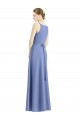 Periwinkle Trapèze Bretelles spaghetti Col V Satiné Longue Robes demoiselle d'honneur en Gros