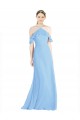Periwinkle Trapèze Licou Mousseline Longue Robes demoiselle d'honneur en Gros