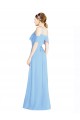 Periwinkle Trapèze Licou Mousseline Longue Robes demoiselle d'honneur en Gros