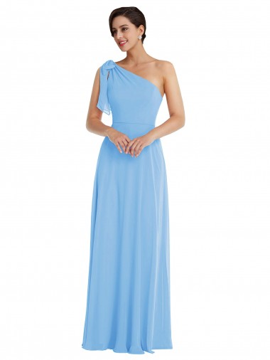 Periwinkle Trompette Mousseline Longue Robes demoiselle d'honneur en Gros