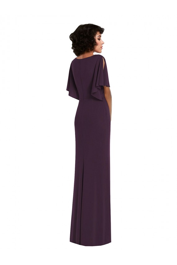 Pourpre Fourreau Col V Spandex Longue Formelles Robes demoiselle d'honneur / Robes de soirée / Robes de bal en Gros
