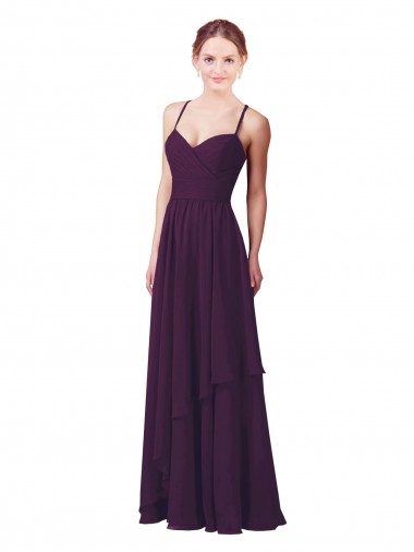 Pourpre Fourreau Mousseline Longue Robes demoiselle d'honneur en Gros