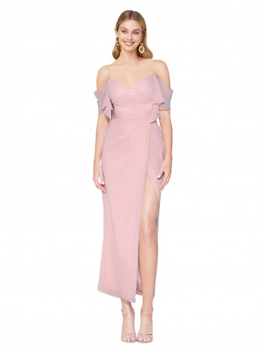 Primevère Sirène Épaule Dénudée Mousseline Courte Robes demoiselle d'honneur / Robes de soirée / Robes de bal en Gros