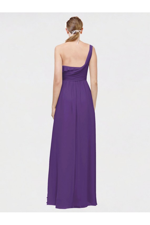 Prune Trapèze Col V Mousseline Longue Asymétrique Robes demoiselle d'honneur en Gros