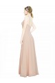 Rose 114 Trapèze Col V Mousseline Longue Robes demoiselle d'honneur en Gros