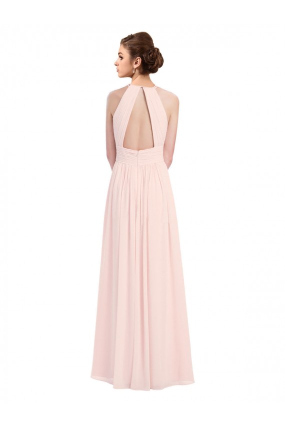Rose 42 Trapèze Licou Mousseline Longue Robes demoiselle d'honneur en Gros