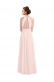 Rose 42 Trapèze Licou Mousseline Longue Robes demoiselle d'honneur en Gros