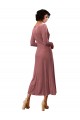 Rose Cannelle Trapèze Col V midi Velours Stretch Courte Robes demoiselle d'honneur / Robes de bal en Gros