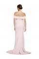 Rose Fourreau Col Carré Balayage train Crêpe Stretch Longue Formelles Robes demoiselle d'honneur / Robes de soirée / Robes de bal en Gros