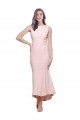 Rose Fourreau Col Haut midi Crêpe Stretch Courte Asymétrique Robes demoiselle d'honneur / Robes de soirée / Robes de cocktail en Gros