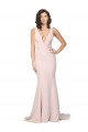 Rose Fourreau Col V Balayage train Crêpe Stretch Longue Formelles Robes demoiselle d'honneur / Robes de soirée / Robes de bal en Gros