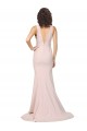 Rose Fourreau Col V Balayage train Crêpe Stretch Longue Formelles Robes demoiselle d'honneur / Robes de soirée / Robes de bal en Gros