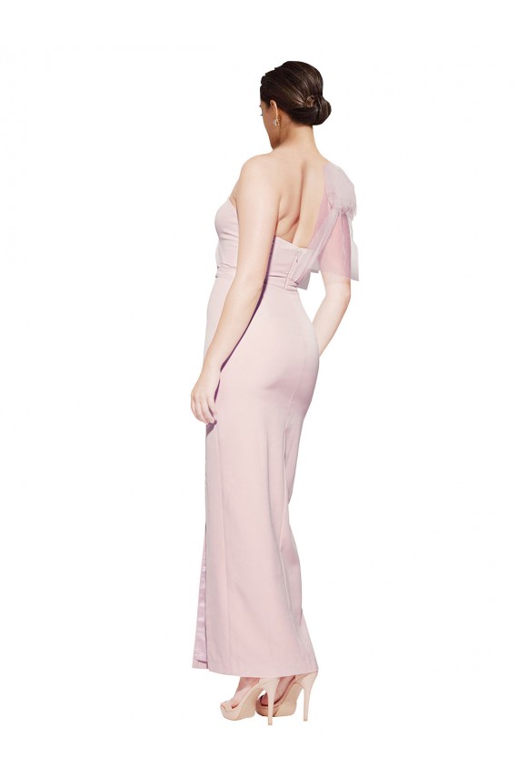 Rose Fourreau Crêpe Stretch Longue Formelles Robes demoiselle d'honneur / Robes de soirée / Robes de bal en Gros