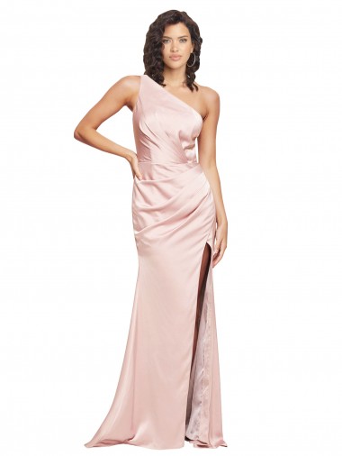 Rose Fourreau Satiné Soyeux Longue Formelles Robes demoiselle d'honneur / Robes de soirée / Robes de bal en Gros