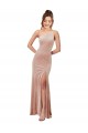 Rose Fourreau Velours Stretch Longue Formelles Robes demoiselle d'honneur / Robes de soirée / Robes de bal en Gros