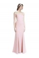 Rose Sirène Bretelles spaghetti Col Carré Crêpe Stretch Longue Robes demoiselle d'honneur / Robes de bal en Gros