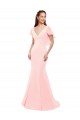 Rose Sirène Col V Mousseline Longue Robes demoiselle d'honneur en Gros