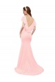 Rose Sirène Col V Mousseline Longue Robes demoiselle d'honneur en Gros