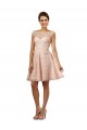 Rose Trapèze Bateau Illusion Mousseline Dentelle Courte Robes demoiselle d'honneur en Gros
