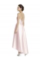 Rose Trapèze Bretelles spaghetti Satiné Longue Asymétrique Robes demoiselle d'honneur en Gros