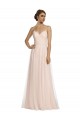 Rose Trapèze Bretelles spaghetti Tulle Longue Robes demoiselle d'honneur en Gros