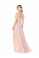 Rose Trapèze Col Carré Mousseline Longue Robes demoiselle d'honneur en Gros