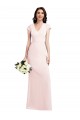 Rose Trapèze Col V Crêpe Stretch Longue Formelles Robes demoiselle d'honneur / Robes de soirée / Robes de bal en Gros